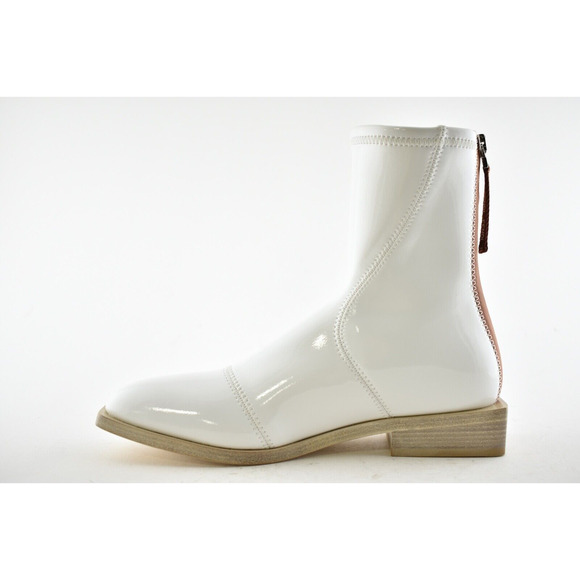 Fendi White Patent Neoprene Stretch Logo Sock Ankle Combat Chelsea Boot 36.5 - Picture 8 of 12